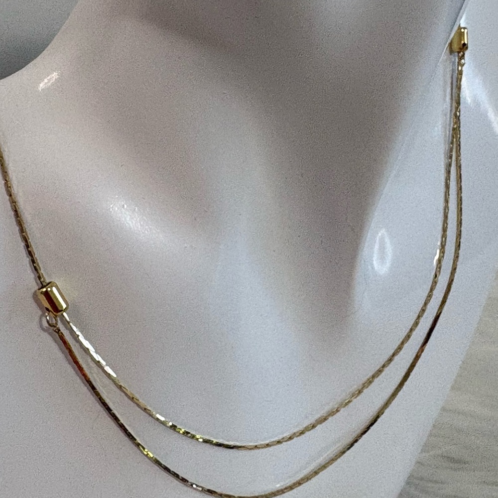 Vintage Slide Necklace Double Strand or single you choose Gold Tone - Picture 3 of 4